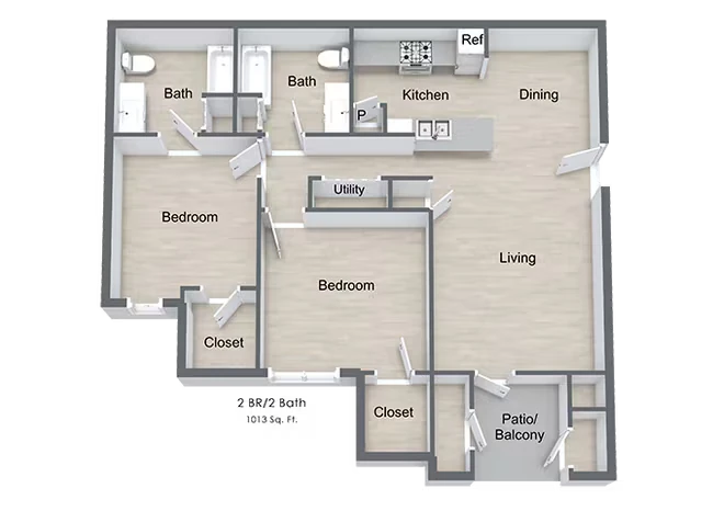 Two Bedrooms 5101 floor plan